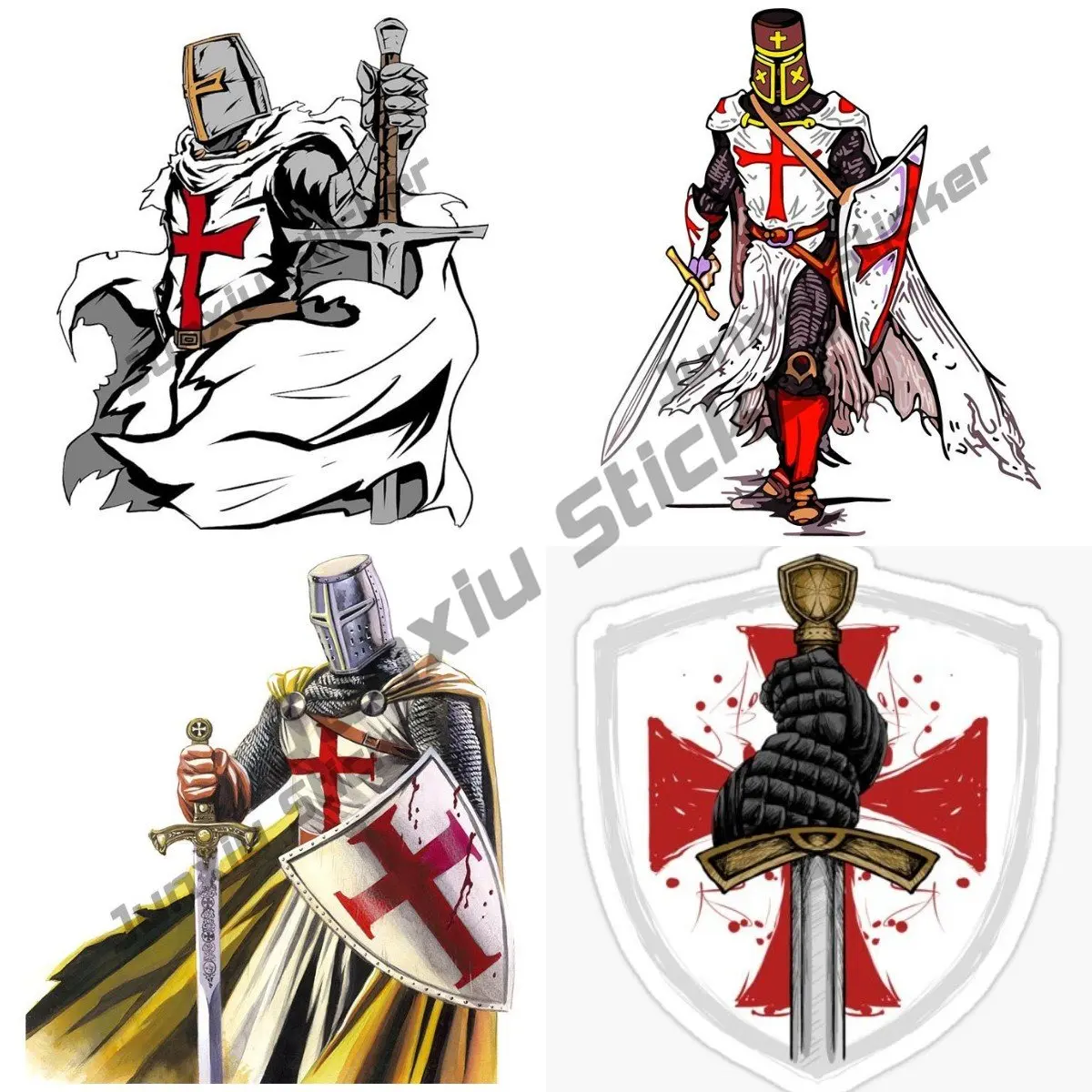 

Personality Stickers Crusades Knights Templar Cars Sticker PVC Scratch-proof Window Trunk Race Car Personality Decal