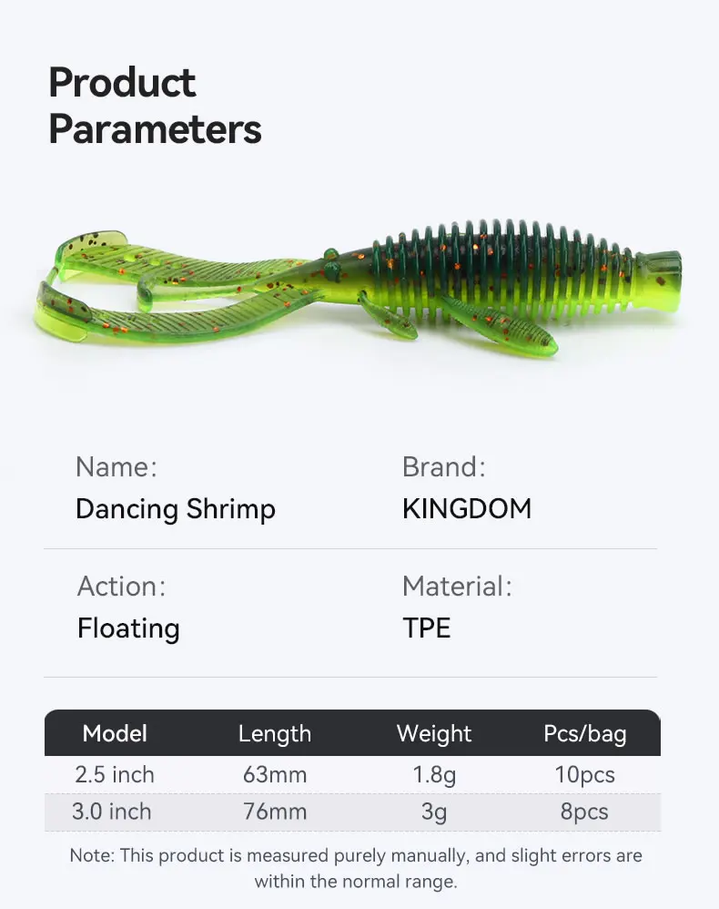 Königreich 10 stücke Weiche Köder Angeln Lockt 1,8g 63mm 3g 76mm Schwimmende Künstliche Köder Weichen wurm Für Bass Hecht Swimbait Angeln – Detail 6