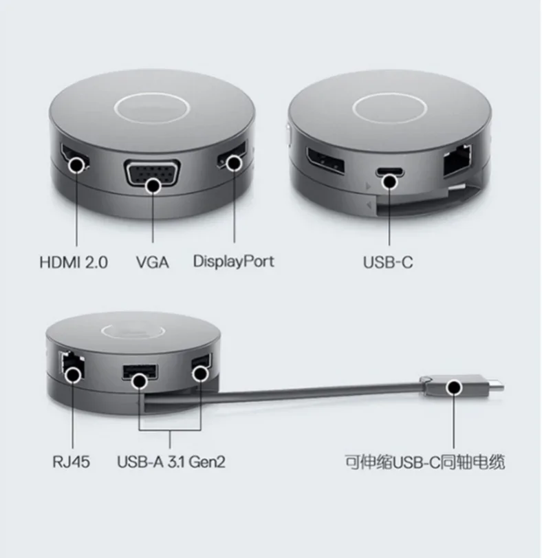 NEW original 7-in-1 USB-C Mobile Adapter 4K Display Port Gigabit Ethernet RJ45 For Dell DA310 CN-0CPV5Y CPV5Y