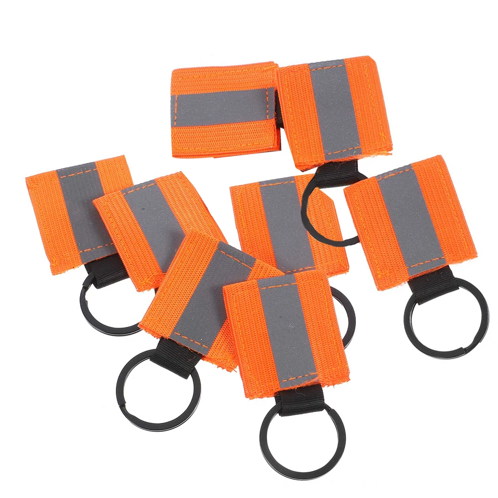 

8pcs Reflective Keychain Tags Double Sided High Visibility Nylon Pendant Gear for Kids Adults Outdoor Camping Hiking