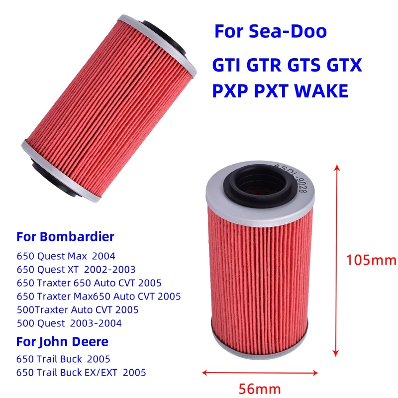 

Oil Filter for SeaDoo GTI GTS 130 155 RXP-X 255 RXT-X 260 GTX GTR Wake Pro 215 4 TEC John Deere Bombardier 650 500 Traxter CTV
