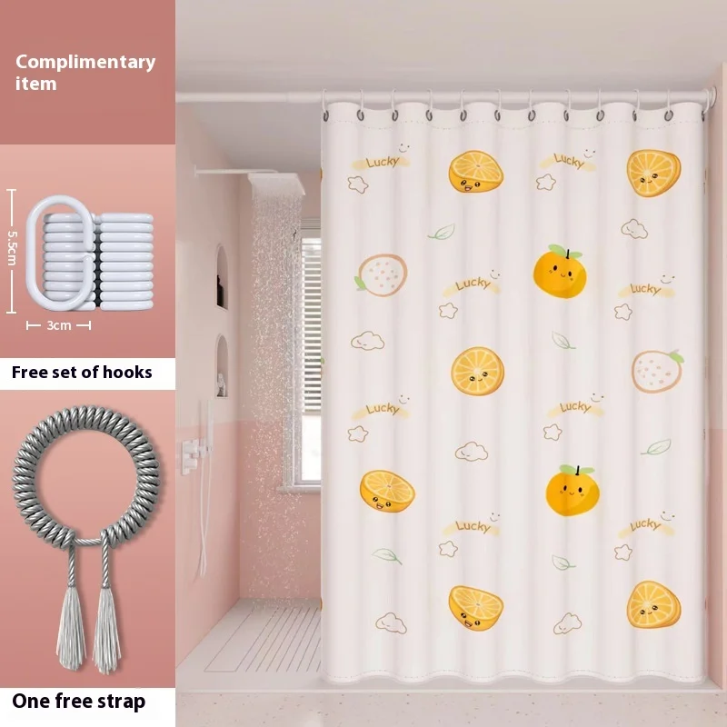 Waterproof Bathroom Shower Curtain Mold-proof No Need Drilling Holes Toilet Cover Curtain for Bathroom Shower Partition Curtain