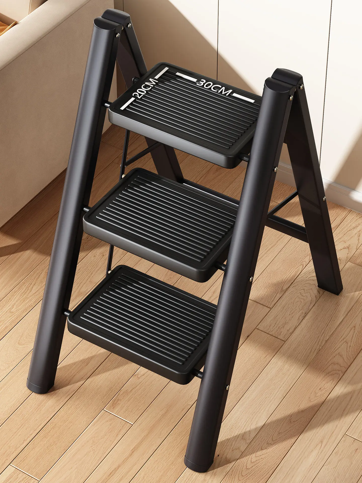

Foldable Step Ladder for Home, Heavy Duty Multi-Purpose Ladder with Anti-Slip, Lightweight Aluminum Indoor Folding for Kitchen