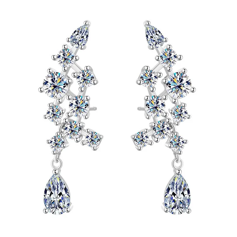 

ZFSILVER модные модные классические серьги-капли из серебра 925 пробы с муассанитом и цветком для подвесок, женские аксессуары, ювелирные изделия, подарки MSE061