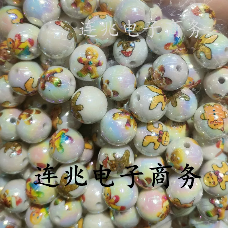 5pcs yellow cartoon anime acrylic beads white background printed beads for diy jewelry making bracelets materials