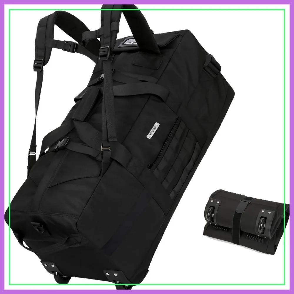 

80L Travel Rolling Duffel Bag with Wheels, Military Tactical Foldable for Camping Sports