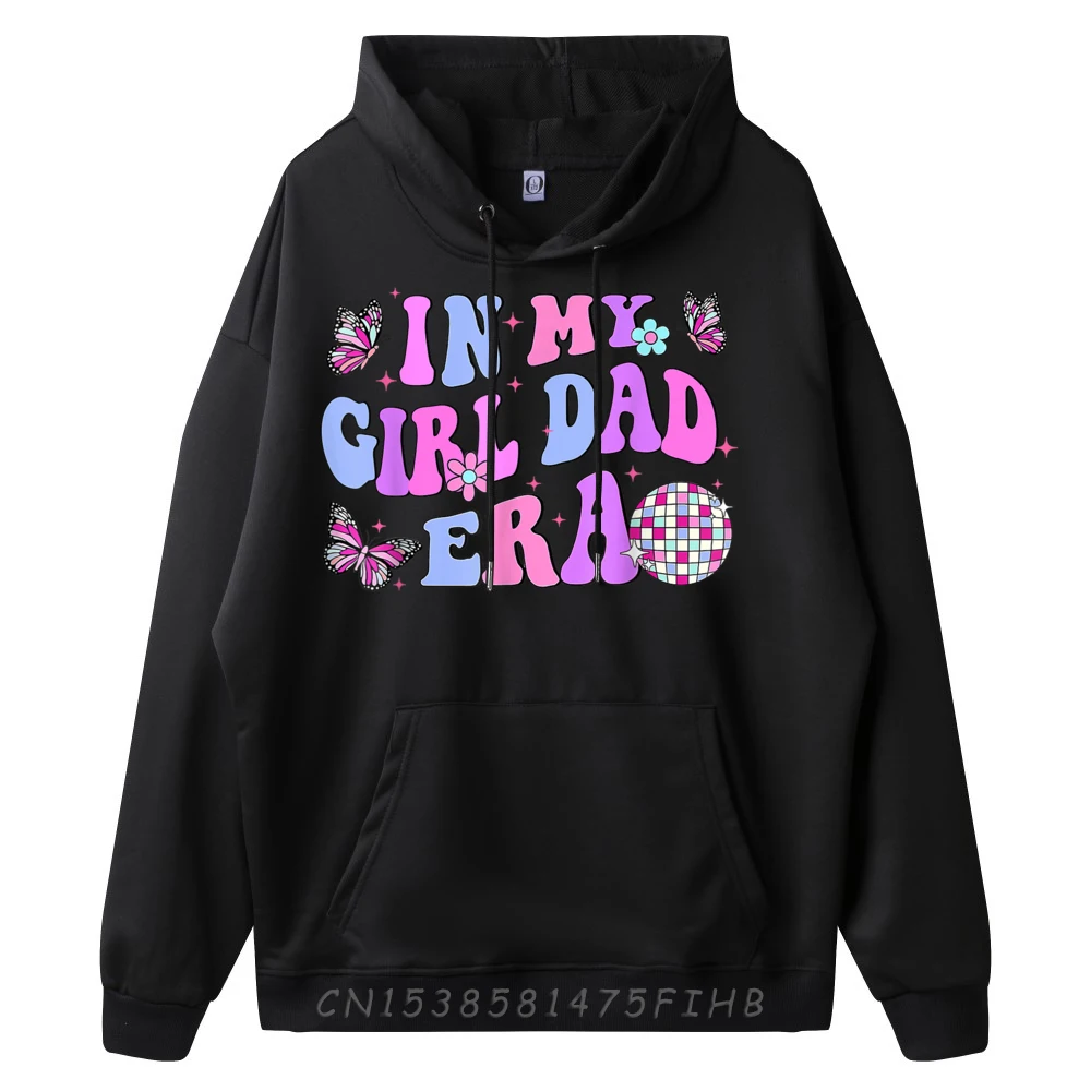 Groovy Retro In My Girl Dad Era Crew Neck Hoodies Printed Long Sleeve Casual Sweatshirt Hip Hop Graphic Hoodies