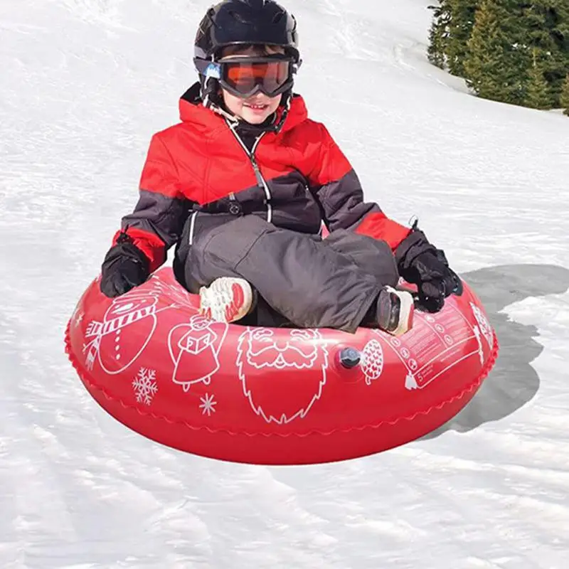 Anillo de esquí inflable de PVC, tubo de trineo grueso con mango, tabla de trineo de nieve duradera, 2/1 piezas