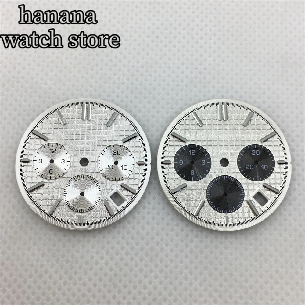 31.5mm VK63 Quartz watch dial black and white Blue suitable VK63 movement chronograph Multi-function modification of watch parts