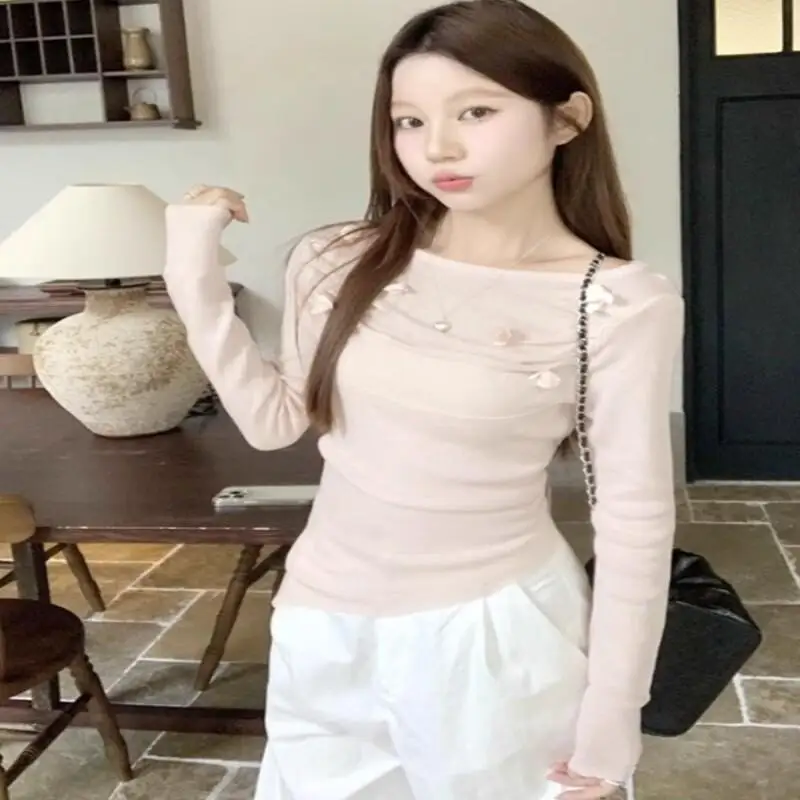 

Женский пуловер: осенне-зимняя коллекция, дизайнерский французский стиль, модный, элегантный, уникальный, повседневный, базовый слой для весны и осени