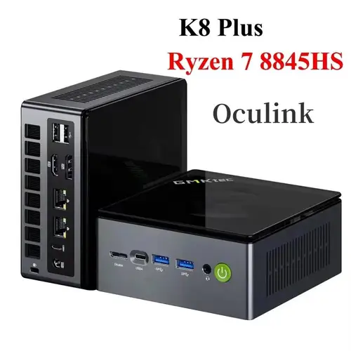 미니 PC 게이머 컴퓨터, 탑 K8 플러스 라이젠 7 8845HS 미니 PC, 윈도우 11 프로 DDR5 5600Mhz PCIe4.0 Nvme SSD, 와이파이 6 BT5.2 