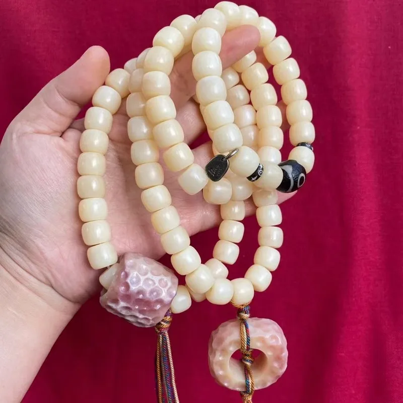 Camel bone natural color polished material hand-held bracelet, long string, unisex DIY accessory