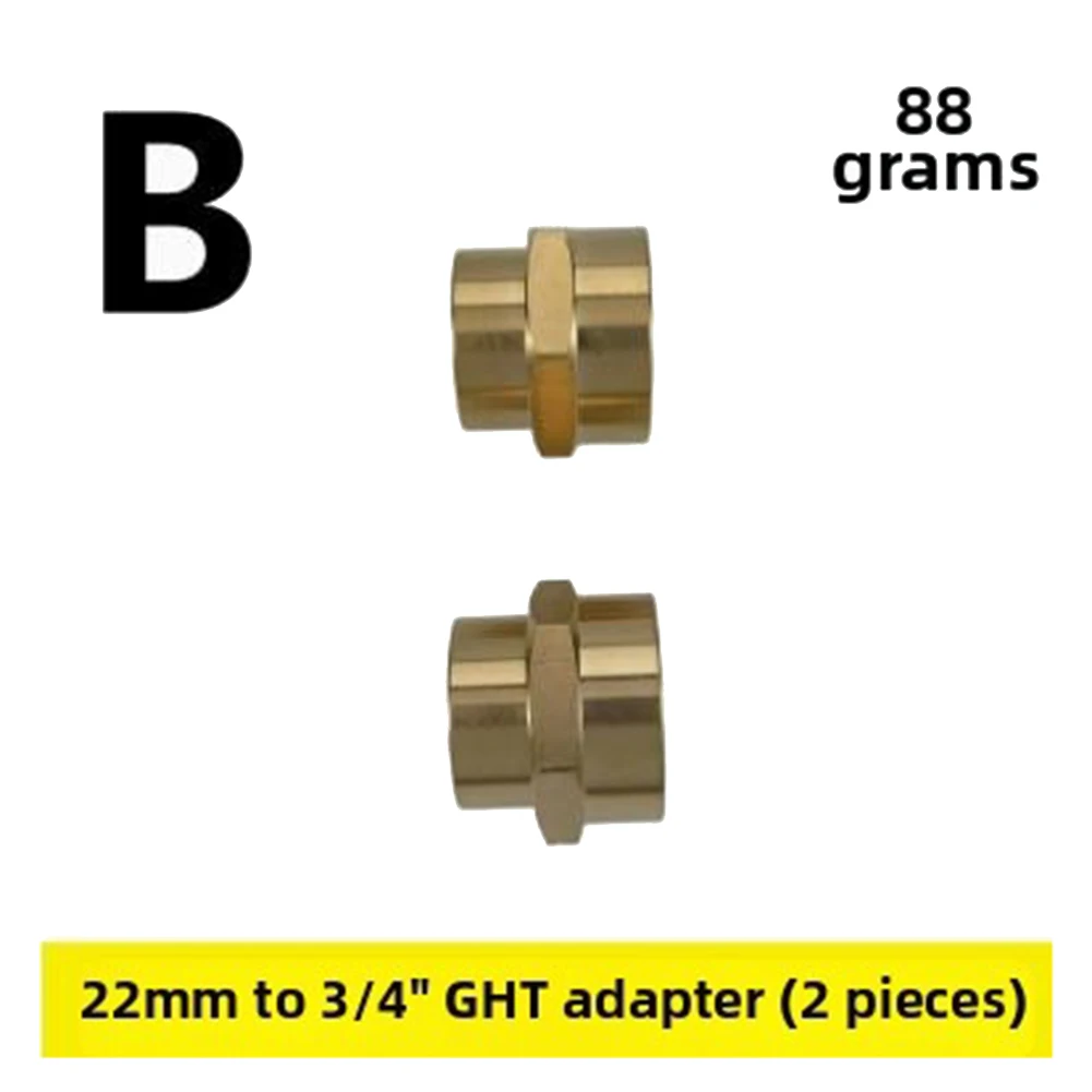 Brass Garden Hose Adapter with 3/4 GHT and M22 Threads for Connecting Hoses Fittings and Irrigation Components
