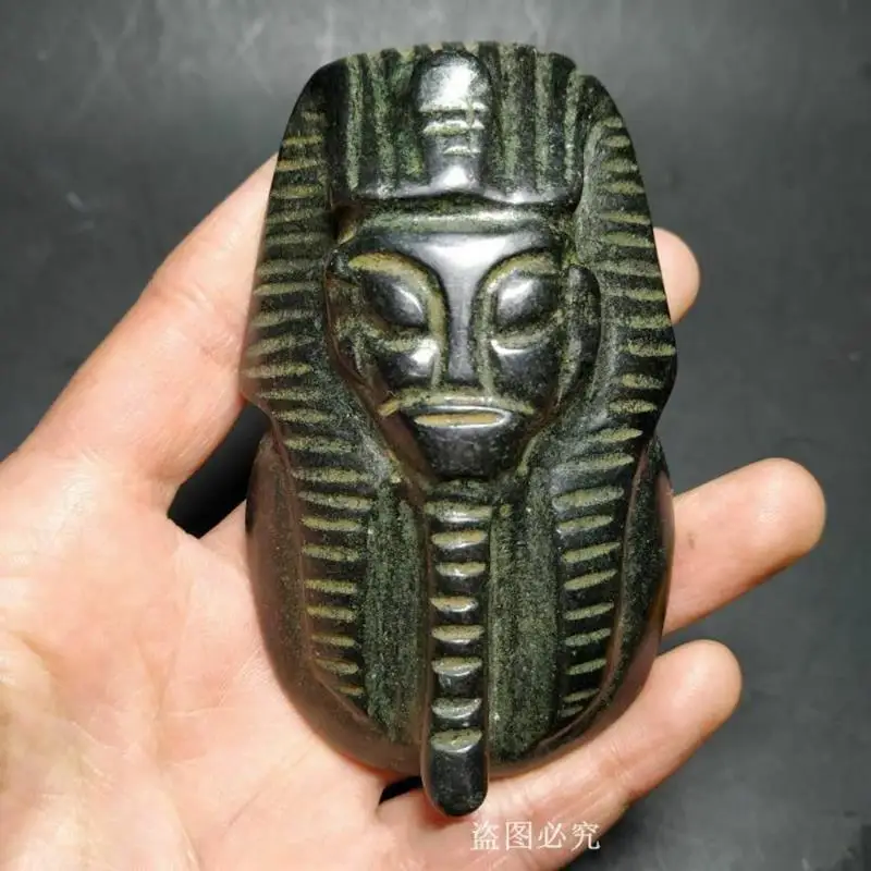 Chinese Antique Hongshan Cultural Figure Head Egyptian Iron Meteorite Handle