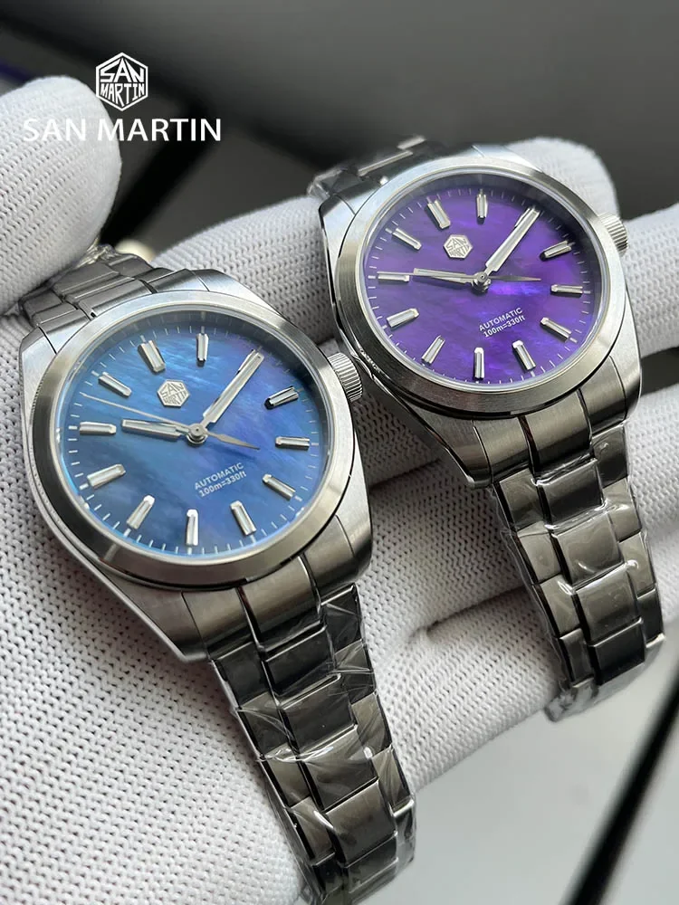 San Martin 39mm MOP Dial Sport Gada Watch Luxury Dress Men Miyota 90S5 Automatic Mechanical Wristwatch Waterproof 100m SN0144