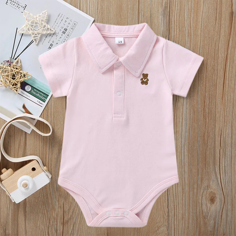 

0-12 Months Baby 2025 Summer Newborn Baby Cotton Romper Solid Polo jumpsuit Infant Toddlers Outfits Boys Girls Clothes