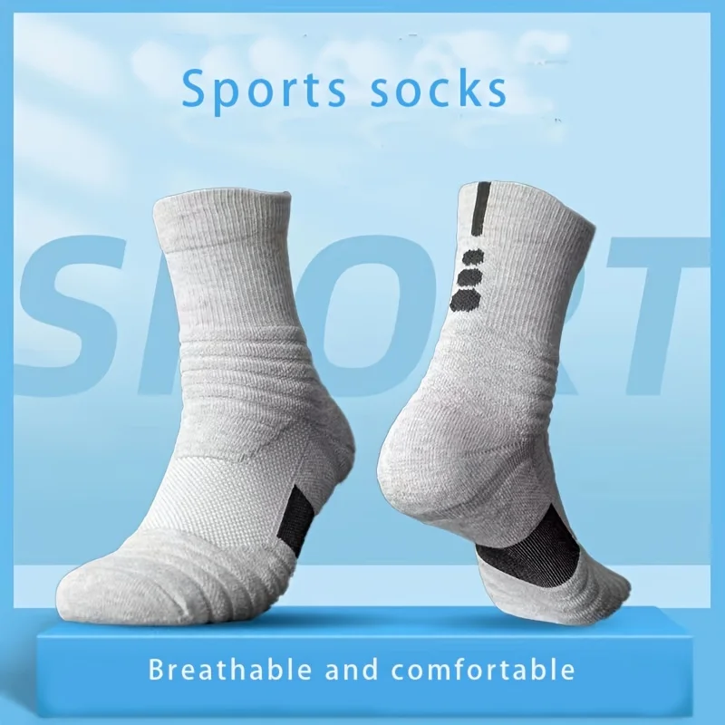 3 Pairs Breathable Mesh Athletic Terry Socks Cushioned Moisture-managing and Durable Reduces Foot for Running Hiking & Sports
