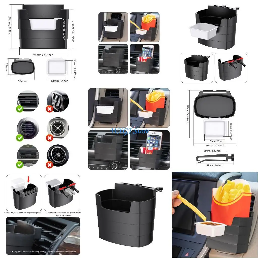 

37JE Portable Car French Fries Cup Holder Fries Snacks Box Plastic Storage Box Bucket