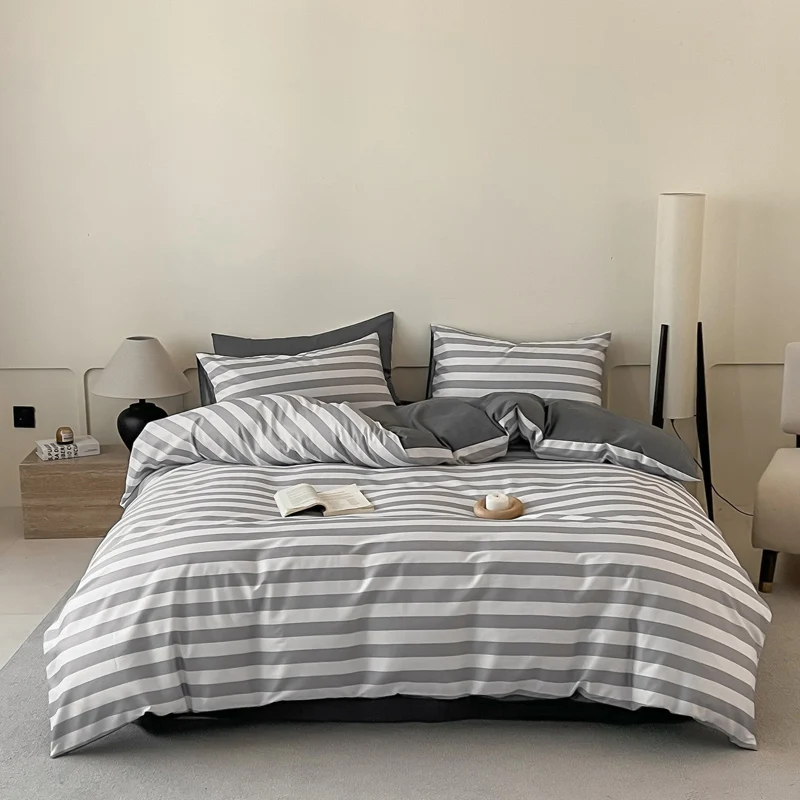 

3 шт., 100% хлопок, новое однотонное постельное белье с принтом, 1 пододеяльник, 2 наволочки, мягкие, приятные для кожи и дышащие 160x210/200x230