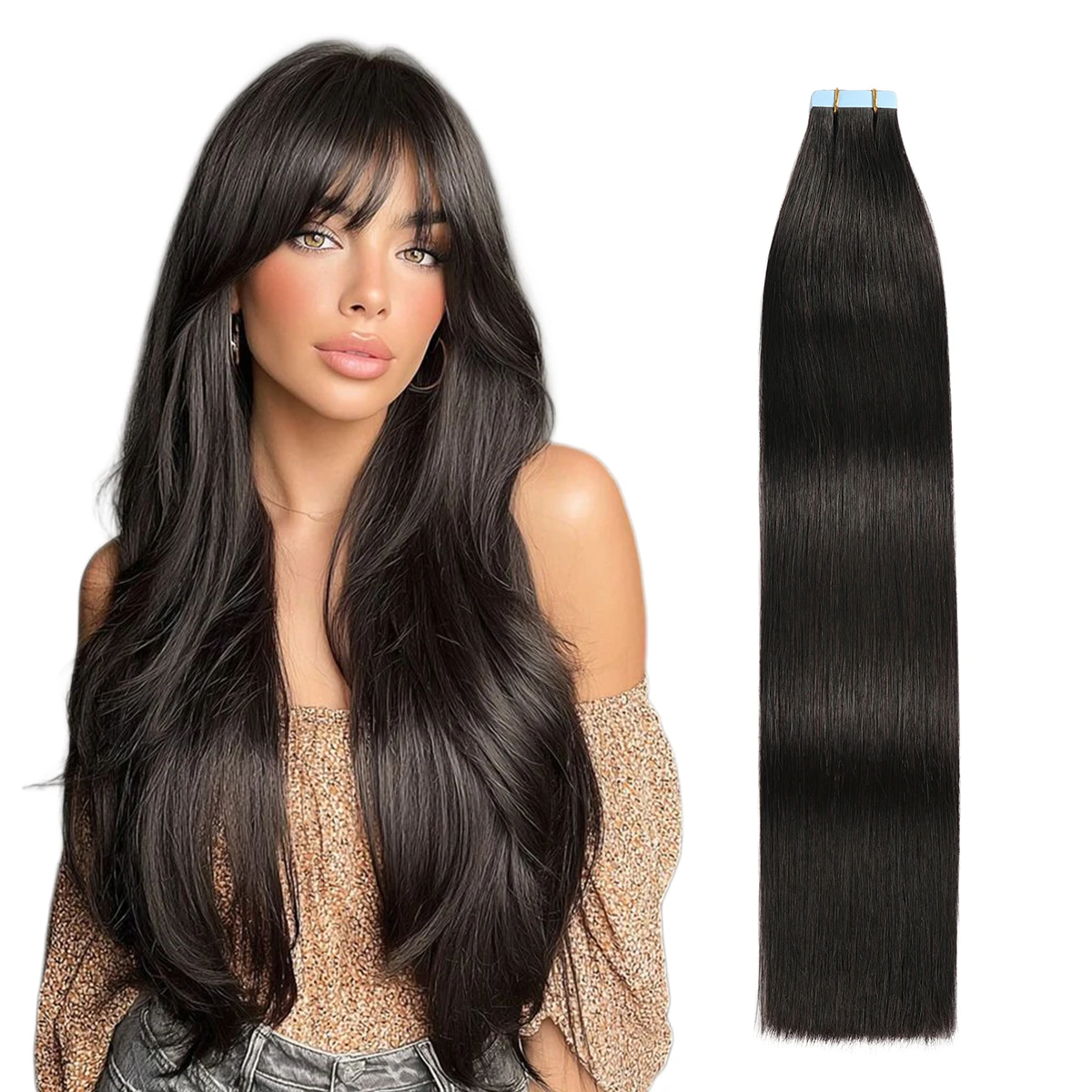 

20 шт. натуральных черных европейских накладных волос Remy на ленточной основе, прямые, невидимые, на клейкой ленте, 100% качество для салонов