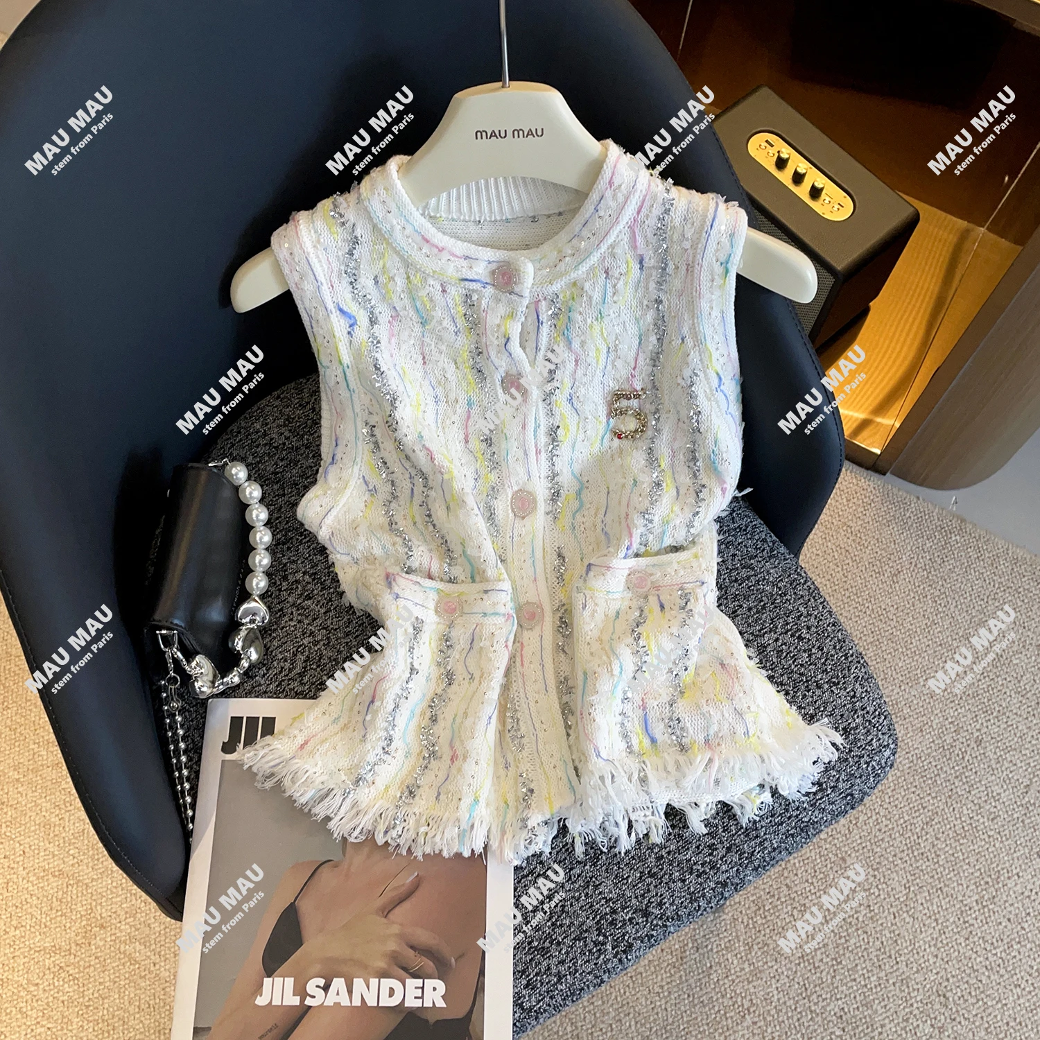 

Sweet Knitted Vest Top Women's Faion Vest Sweater South Oil High End Women's Clothing Autumn New Sle DY8275