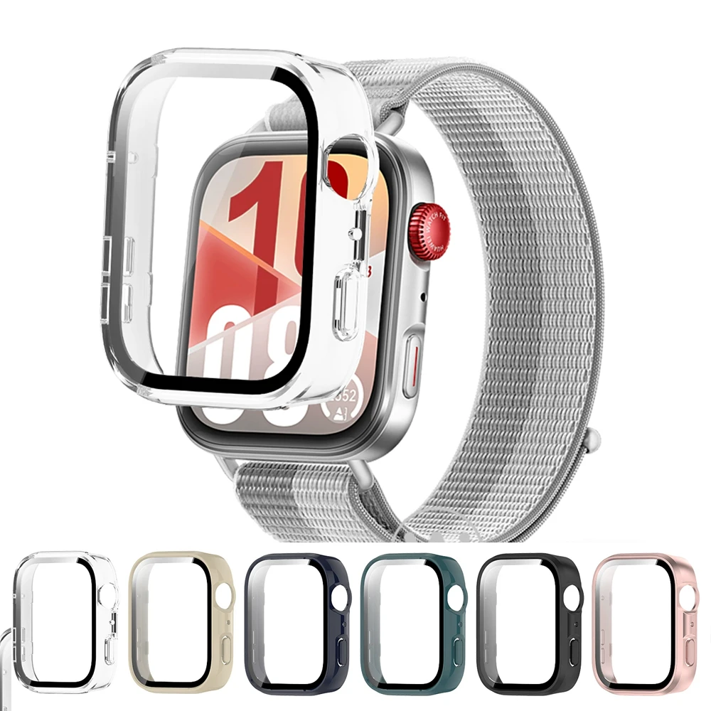 Hülle für Huawei Watch Fit 3, Displayschutzfolie, rundum hart, PC-Stoßstange, gehärtetes Glas + Abdeckung, Huawei Watch Fit 3-Zubehör