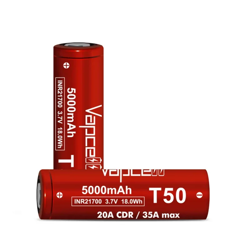 Original Vapcell T50 INR 21700 Battery 5000mah CDR 20A Max 35A 3.7V High-power Rechargeable Li ion Battery For VapeMod Toys UAV