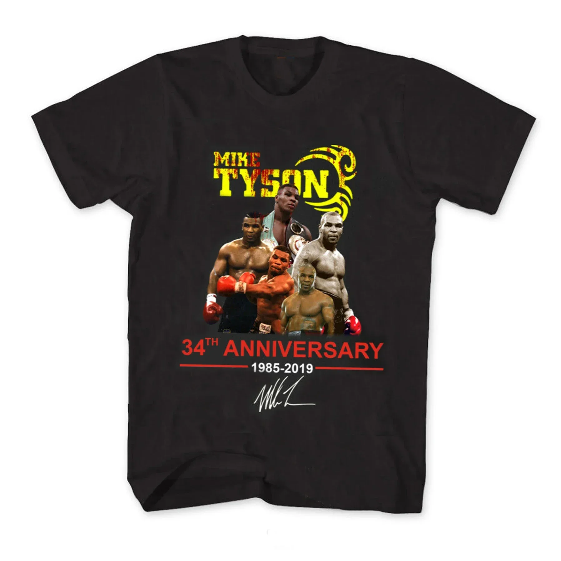 Mike Tyson 34th Anniversary Signature T Shirt. Short Sleeve 100% Cotton Casual T-shirts Loose Top Size S-3XL