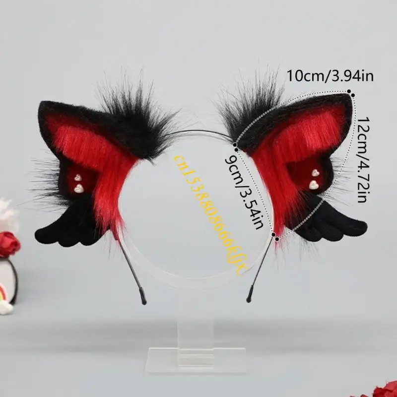 Handgemaakte dierenoorhoofdband Anime Angel Wing Hairband Masquerade Kostuum kopstuk Tieners Girl Cosplay Dress Up Hairhoop 066c