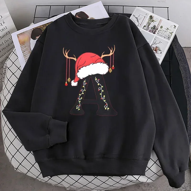 New Creative design Christmas 26 Alphabet Printed clothes Women Fashion Merry Christmas Gift for Female Clothing Casual clothing