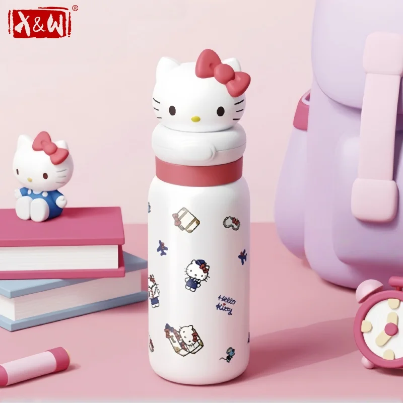 X&W Sanrio 400 ml Thermosbecher Cartoon My Melody Thermobecher Edelstahl 3D Puppenwasserflaschen Tragbare Outdoor-Reisebecher