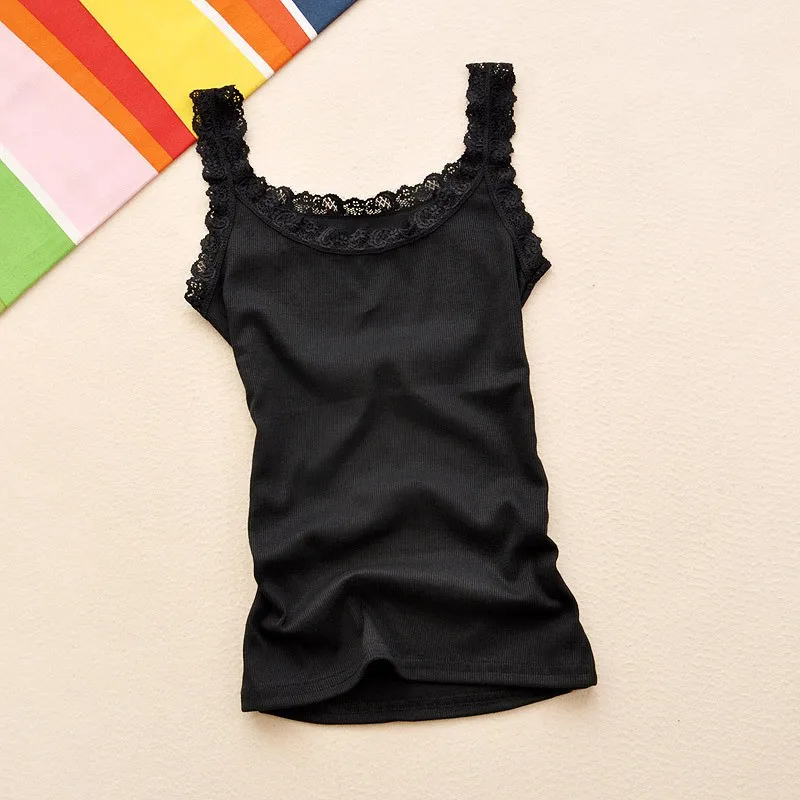 

Low Cut Lace Trim Csole Tank Top Women's Slim Fit Inner Wear Summer New Sle Casual Sle Cotton Material Long Length