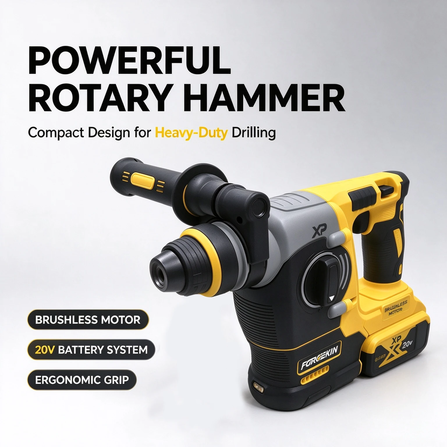 FORGEKIN 18V/20V MAX Brushless SDS-Plus Rotary Hammer Drill 1