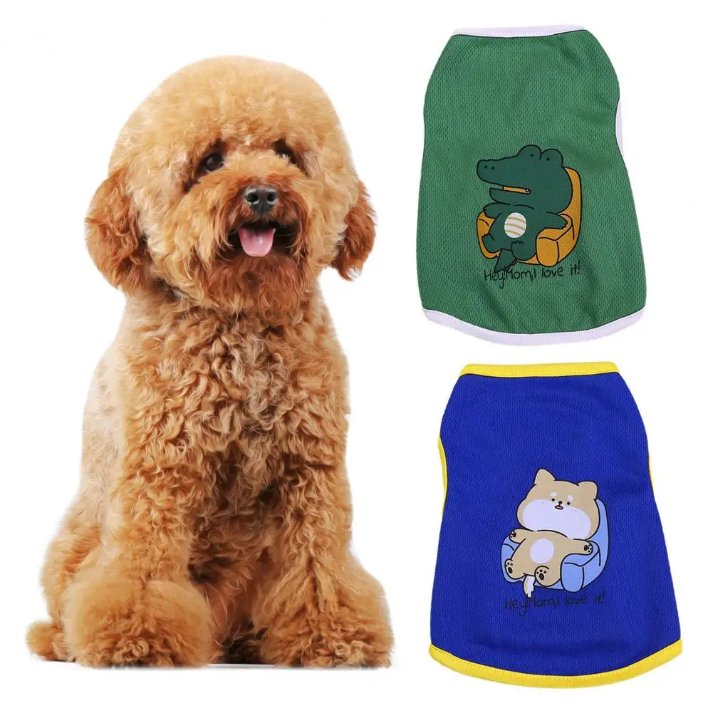 Dress Up Polyester Cartoon Goose Pattern Pet Cat Dog Summer Vest Daily Wear