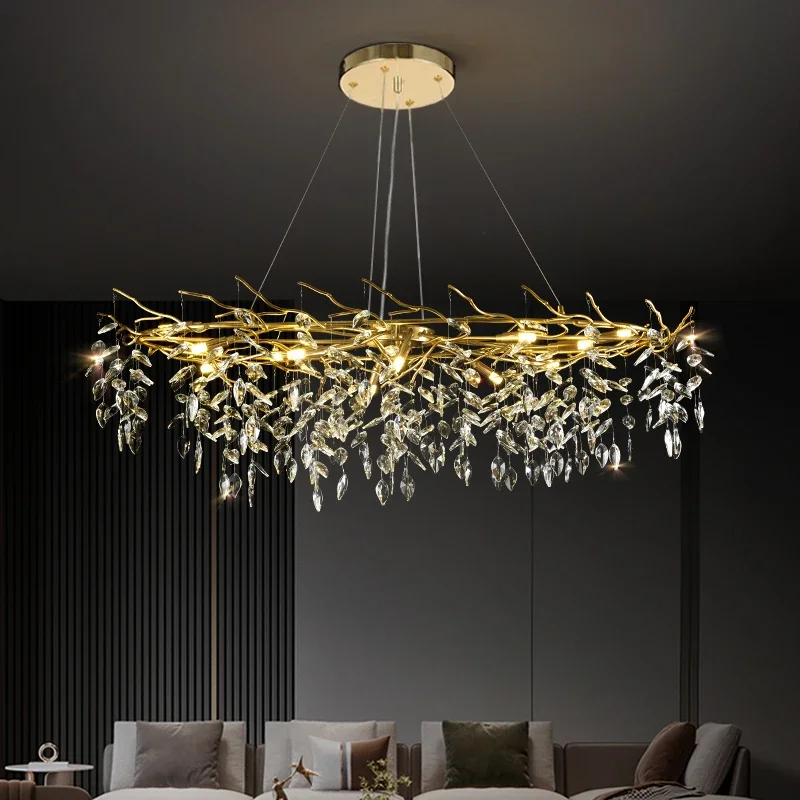 Imagem -06 - Lustre de Cristal em Forma de Ramo Dourado Iluminação para Sala Quarto Indoor Lâmpadas Criativas Luxo Acessível Americano