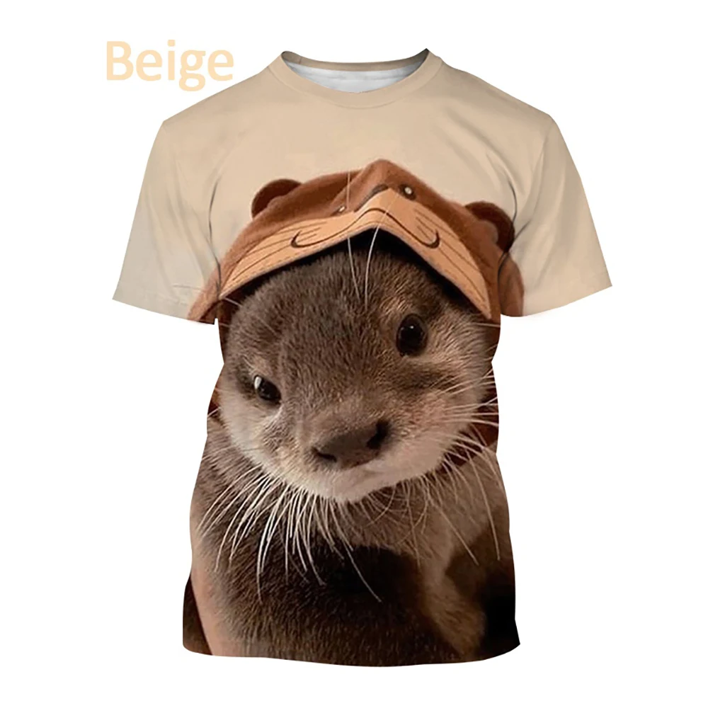 

Unisex 2025 Summer T-shirt Popular 3d Animal Print Otter Casual Cute Short Sleeve Breathable Loose 6xl T Shirt Men Tops Tees