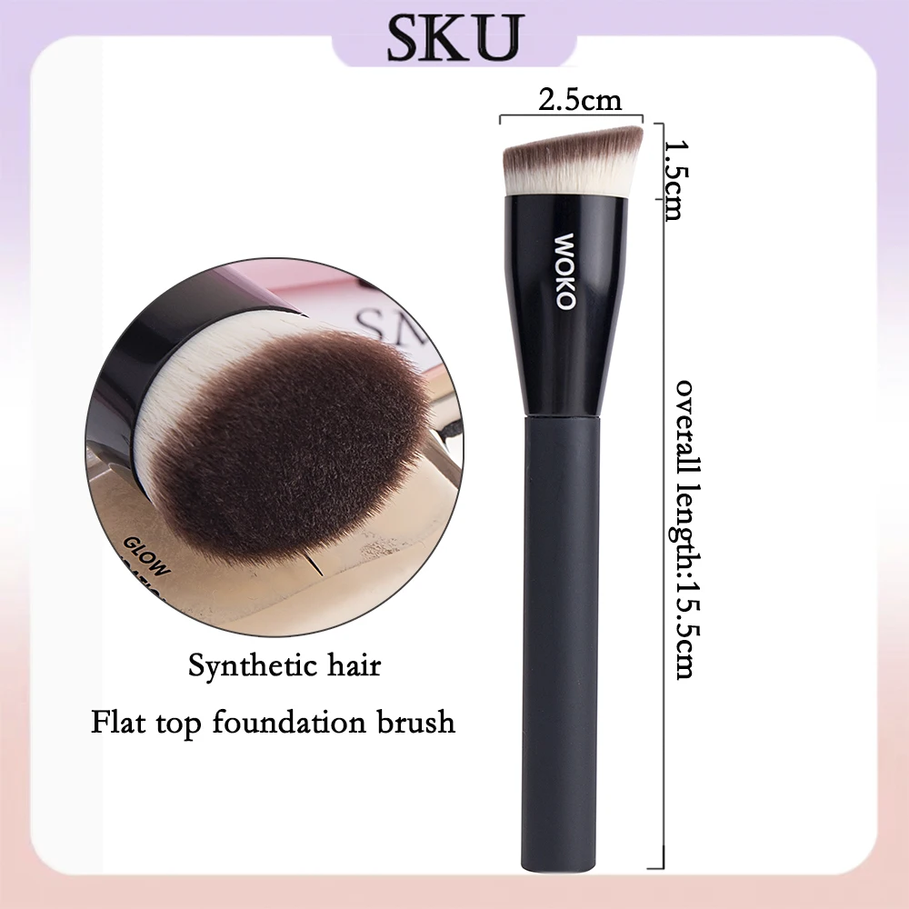 Flat Top Foundation Make-up-Pinsel, flach abgewinkelt, Kunsthaar, Gesichtskontur, Foundation, flüssige Creme, Bronzer, Polier-Make-up-Werkzeug – Detail 23