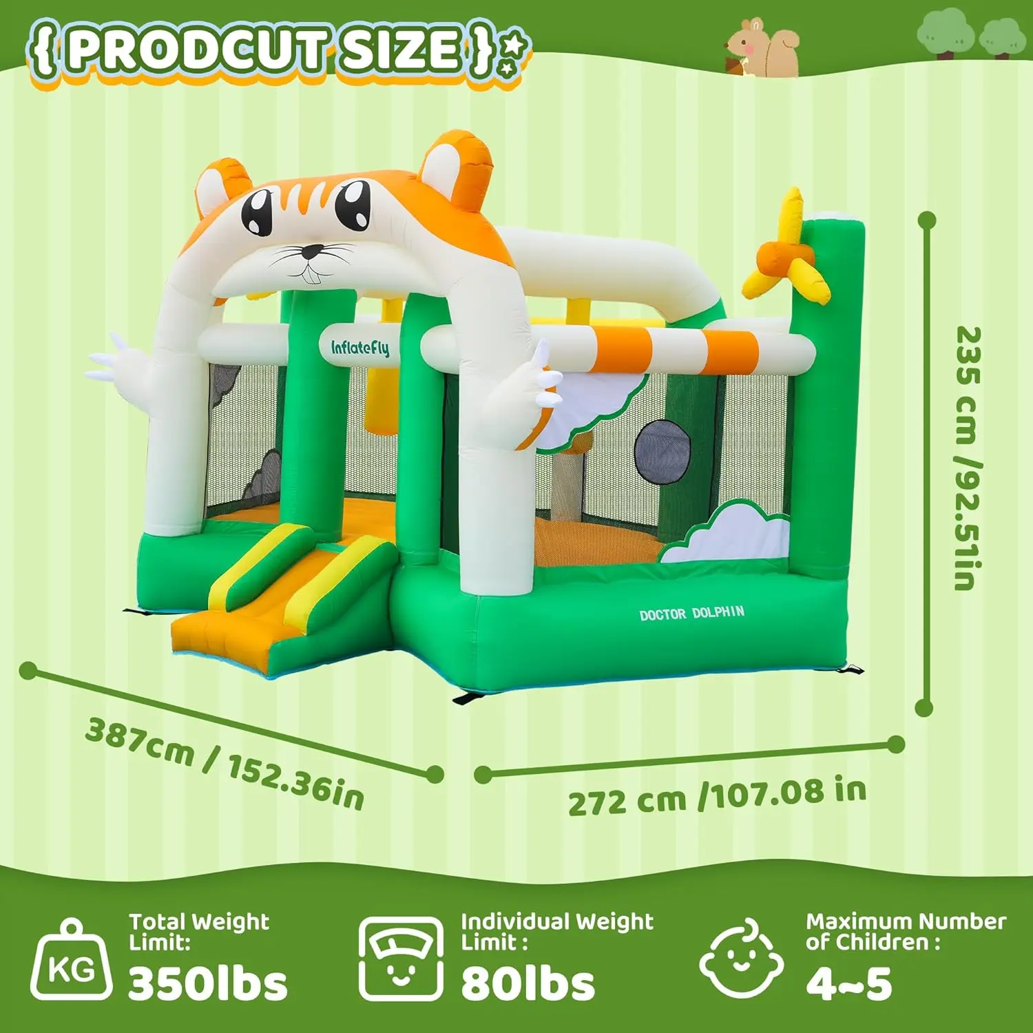 Bounce House for Kids with Blower, House Jumping Castle with Slide, Large Area for Outdoor Indoor Play