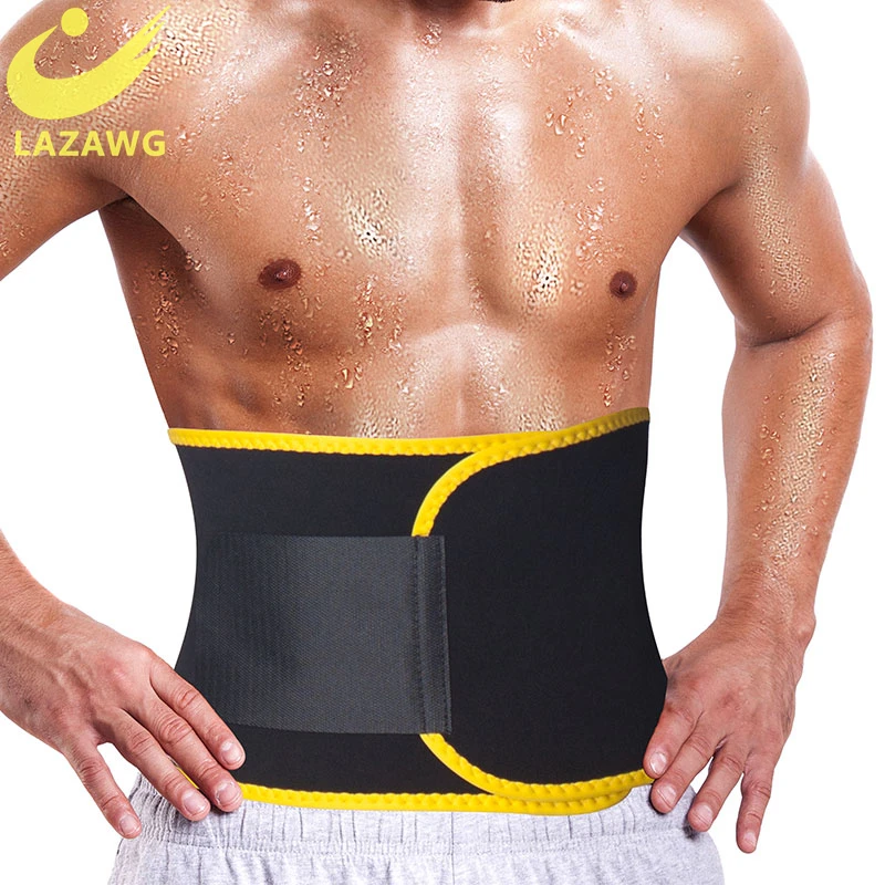 LAZAWG-Entrenador de cintura para hombres, recortador de Sauna, cinturón de sudor, corsés de vientre, Control de quemador deportivo, entrenamiento,