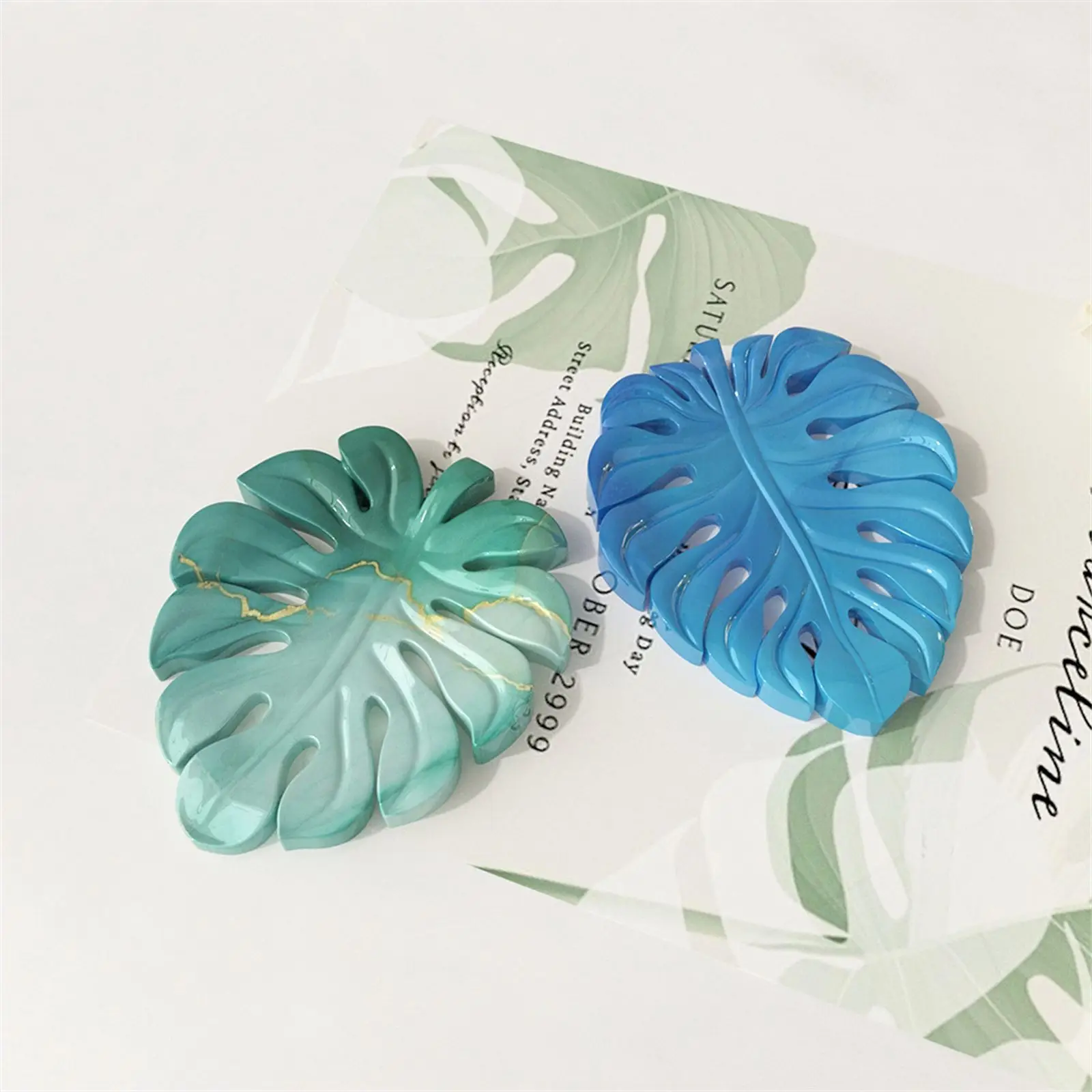 Hawaiian Style Turtle Back Leaf Shape Gypsum Cement Tray Silicone Mold Handmade Crystal Leaf Cup Mat Epoxy Resin Mold Home Decor