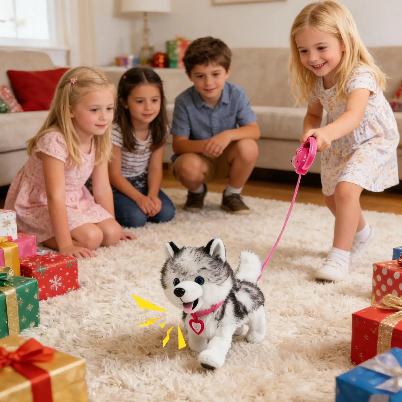 Perro de juguete electrónico calmante interactivo cantando ladrando perro eléctrico para niños niñas adolescentes niños sala de estar dormitorio