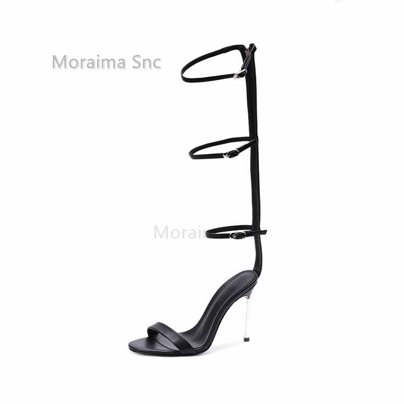Belt Buckle Hollow Sandals Women Sexy Pointed Toe High Heels Back Zip Gladiator Fashion All Match Casual Spice Girl Dress Shoes view 6
