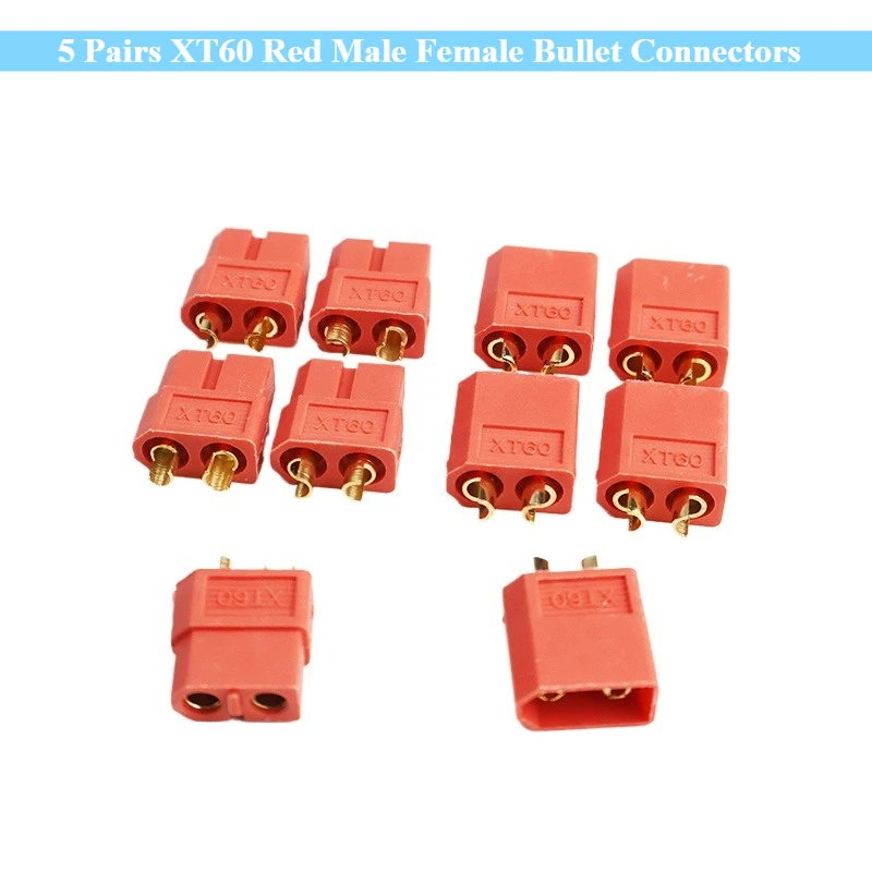 

5Pairs Adapter XT60 Red Male Female Bullet Connectors Plugs XT60 for RC Lipo Battery Waterproof Electrical Connector Wire Expand