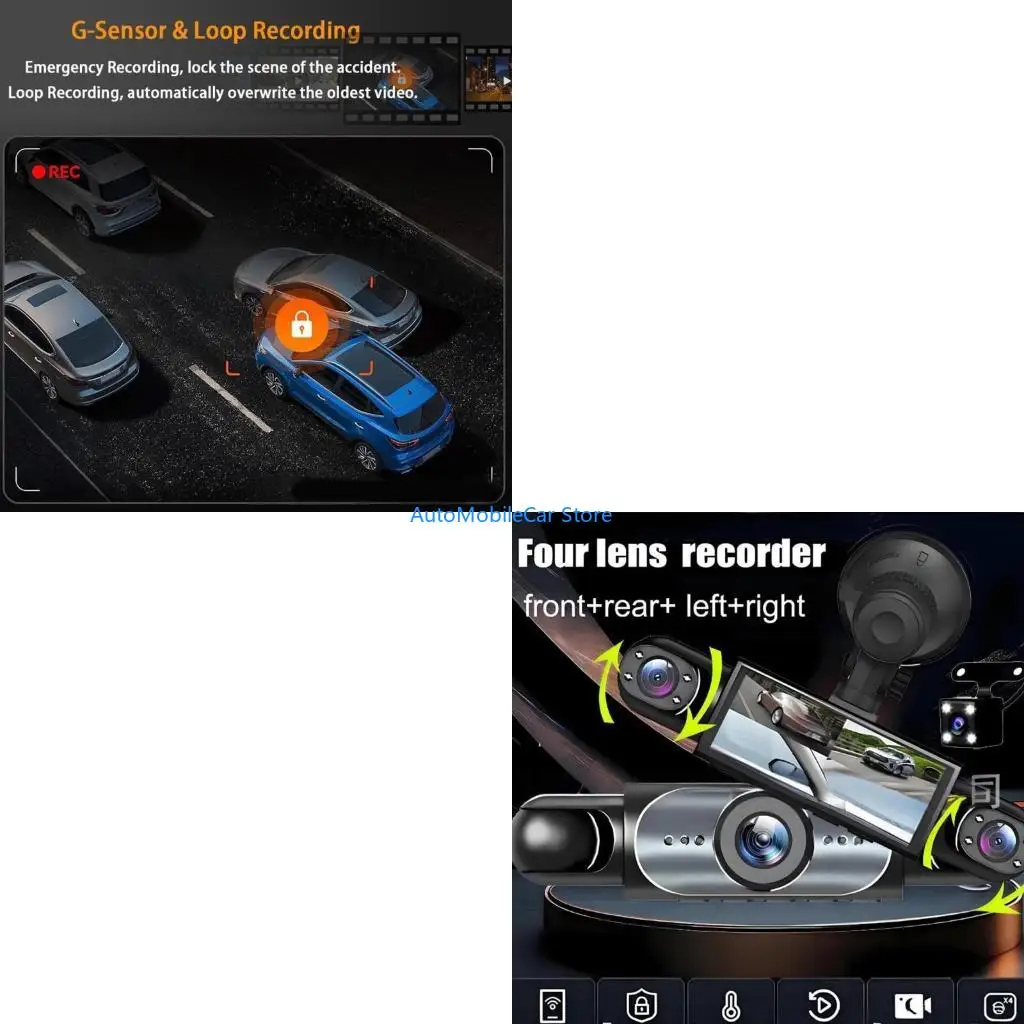 

Видеорегистратор G8TE с 4 объективами ночного видения, системой предотвращения столкновений емкостью 32/64 ГБ и непрерывным