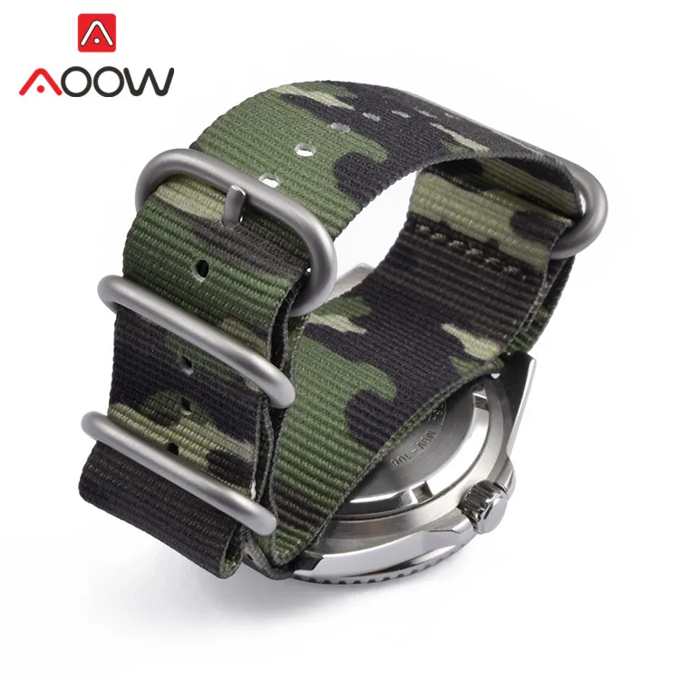 Durable Nylon Strap 20mm 22mm Stainless Steel Ring Buckle Watchband Camo Military Men Replacement Band Watch Accessories