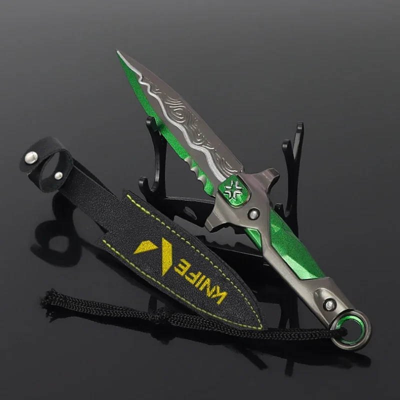 18cm Green Blades of Mercy Keychain Valorant Weapon Uncut Safe Alloy Military Tactical Knife Real Steel Katana Models Knives Toy