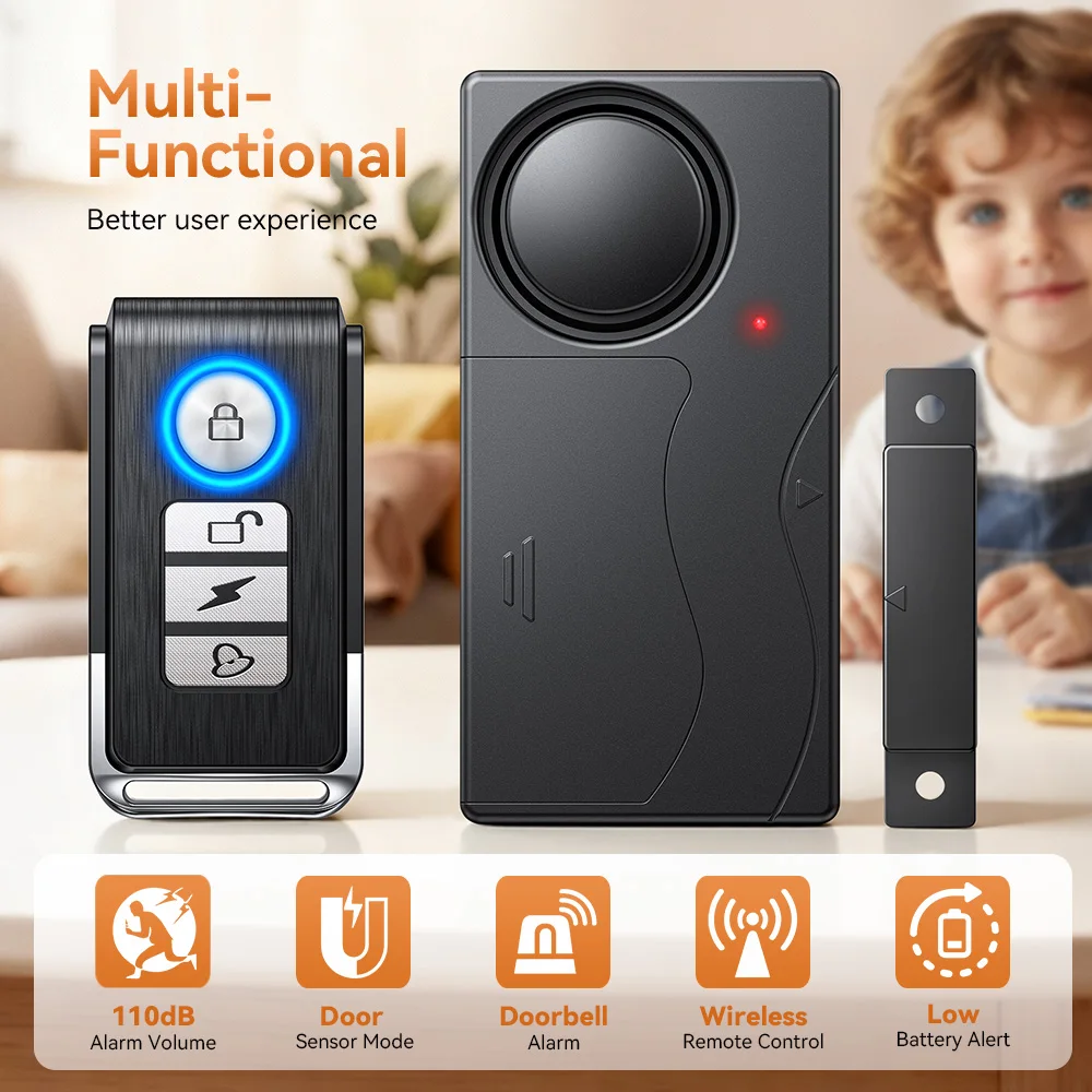 

Wireless Door Magnetic Sensor Door Alarm 110dB Loud Window Alarm Door Open Detectors Home Security Burglar Alarm System