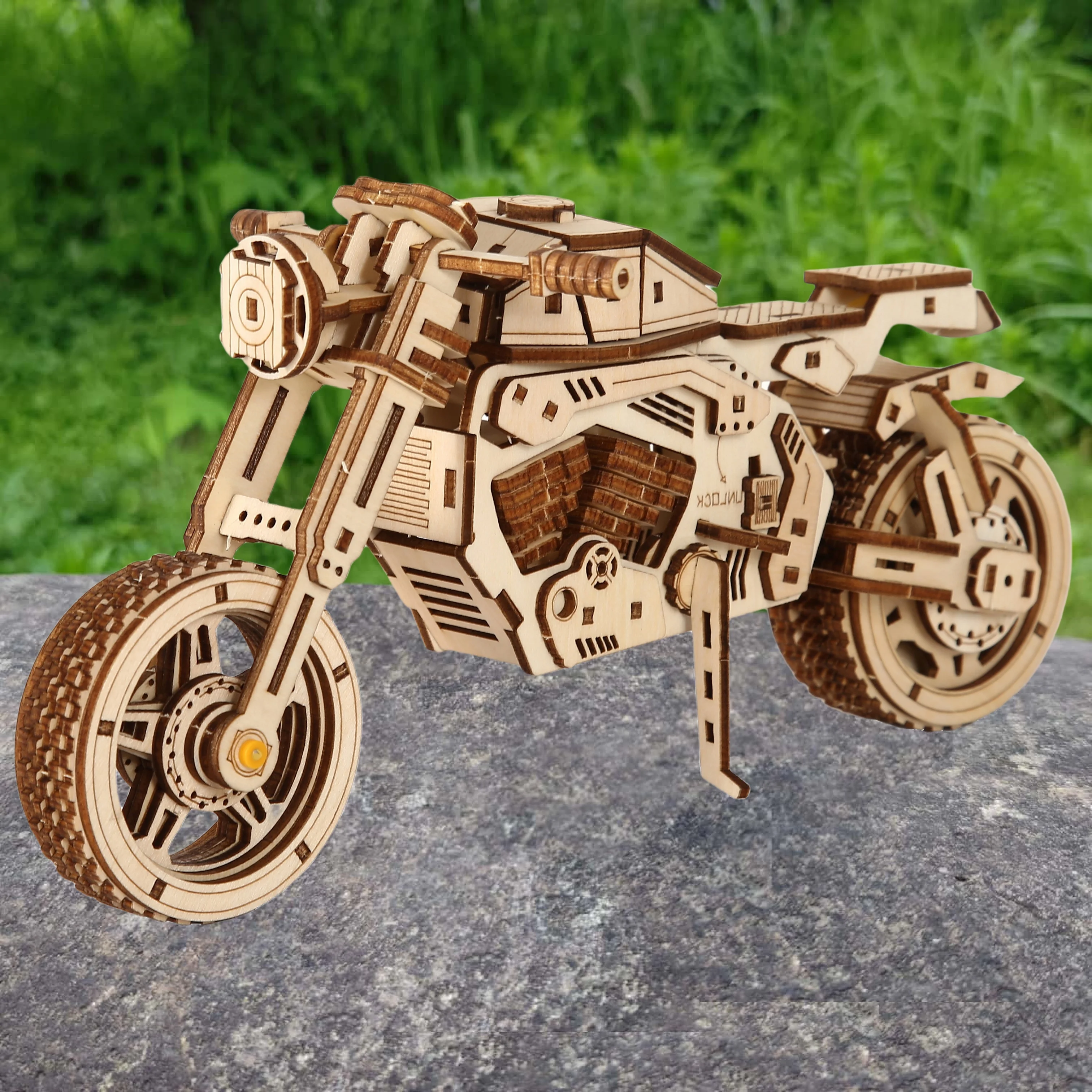 

Build your own motorcycle 3D wooden puzzle model kit - a fun and educational DIY gift
