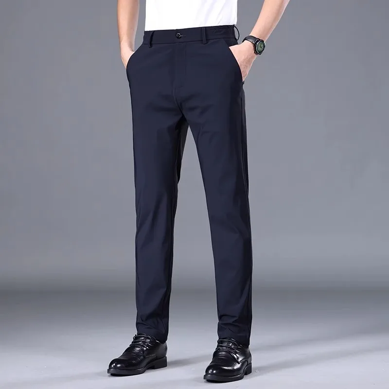 streetwear mens ice silk casual pants men\'s trousers moletom masculino 2024summer newstyle business suit baggy men clothing1:1