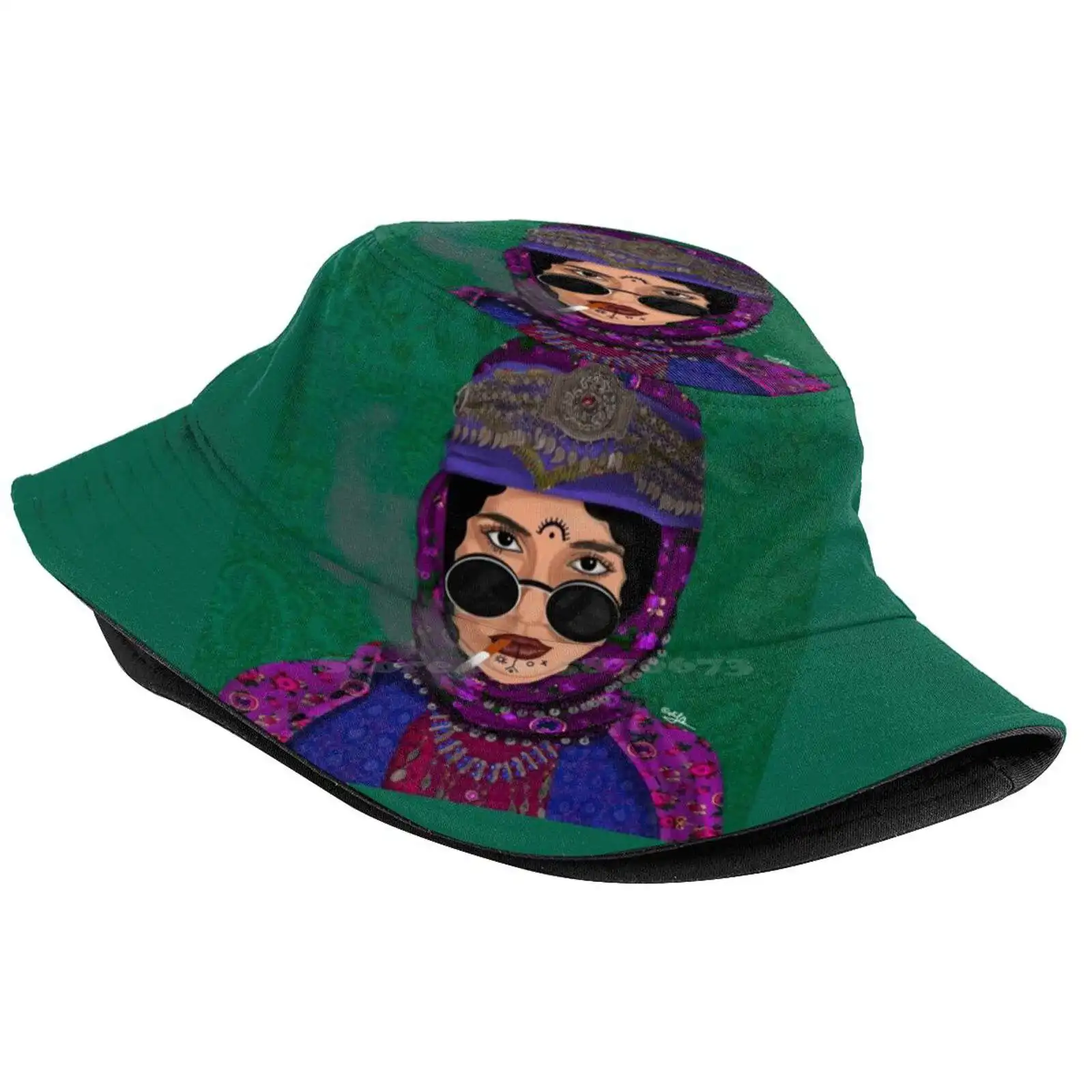 Badass Gundi #2 Sun Cap Fisherman Hat Bucket Hats Kurdish Ethnic Traditional Culture Folklore Face Tattoos Afghanistan Colors